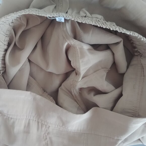 Light tan caramel brown XL cropped lightweight flowy wide leg ankle pants - Picture 6 of 13